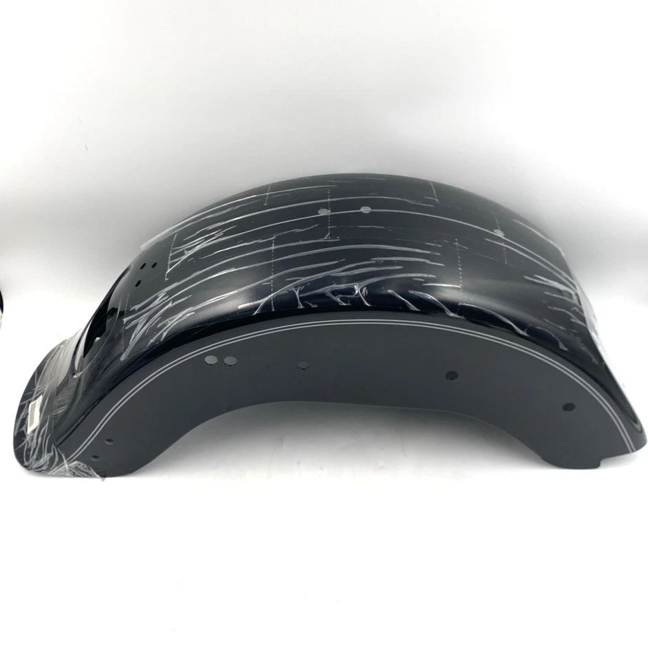 Guardabarros trasero a rayas negras vívidas 07-17 Softail Fatboy OEM Harley 59596-11BHY Foto 2 de 4