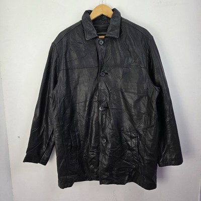 Wilsons Lederjacke Herren Large Schwarz Kragen Mantel Biker Thinsulate Retro