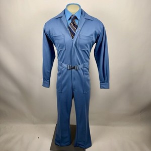 Vtg 60s 70s Jumpsuit One Piece Mens Polyester Leisure Para suit Disco Medium 40