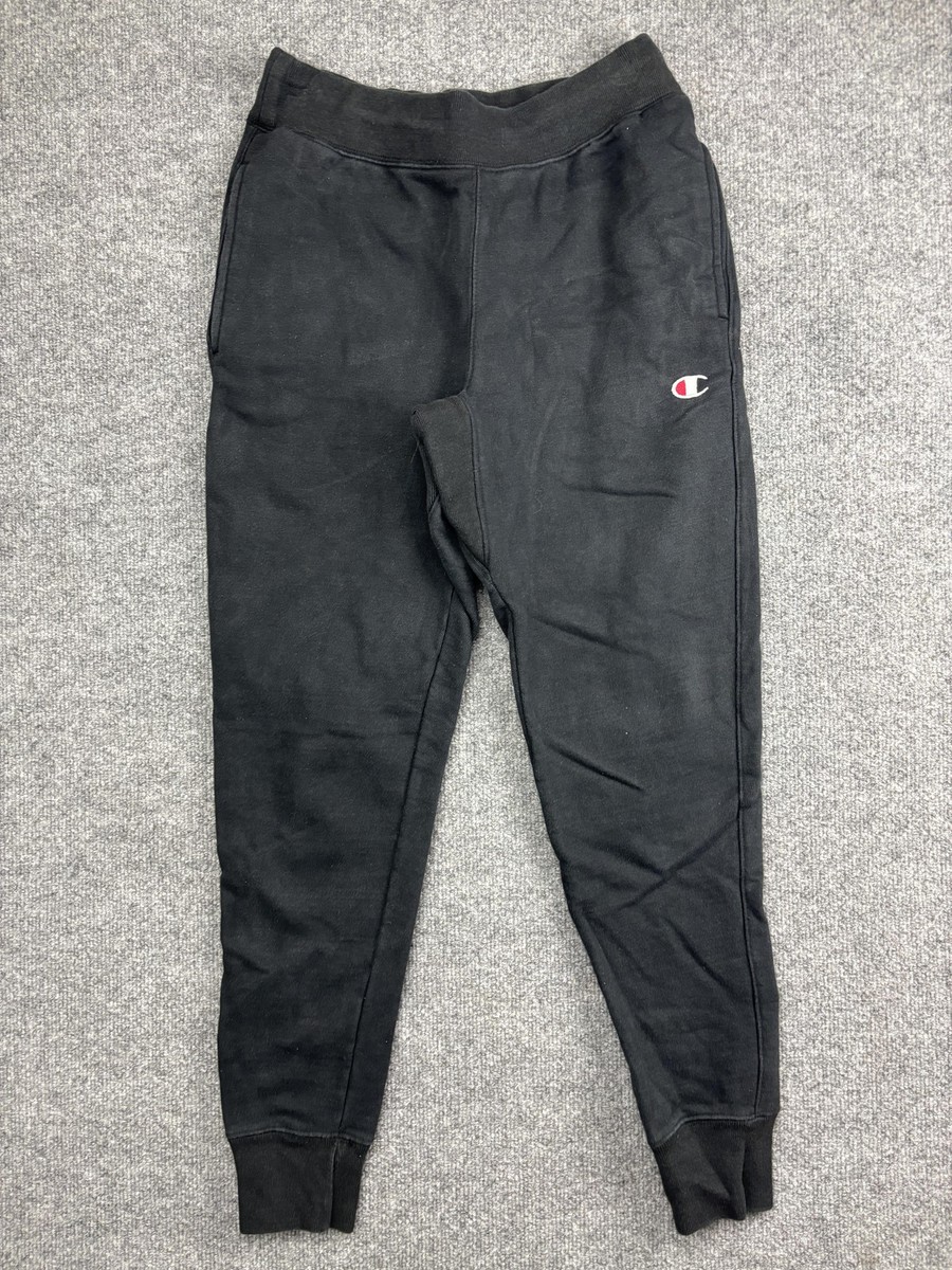 Champion Pants Mens Small Black Reverse Weave Sweatpants Joggers Fleece  Pocket