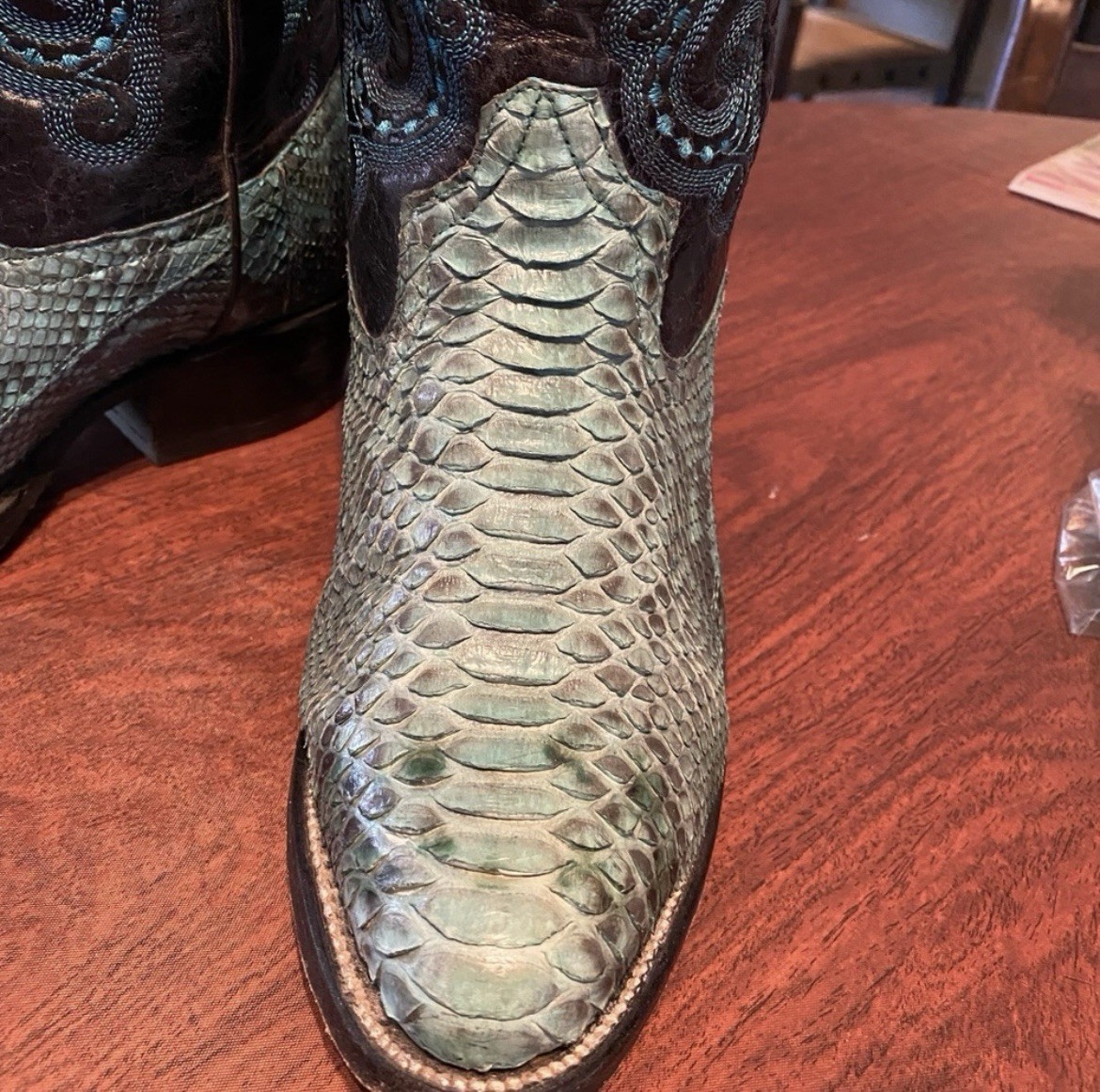 Genuine Turquoise Python Snakeskin Leather Boots … - image 5