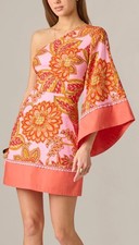 Adrianna Papell Pink/Orange Floral One-Shoulder Ruffle Mini Dress 12