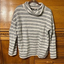 Loft Nautical Preppy Cottagecore Striped Cowl Neck Sweater Long Sleeve Knit