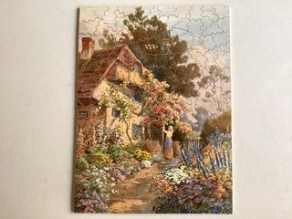 PRETTY VINTAGE WOODEN RAPHAEL TUCK ‘JAZZ’ PUZZLE “IN THE HOMELAND”. 150PCS
