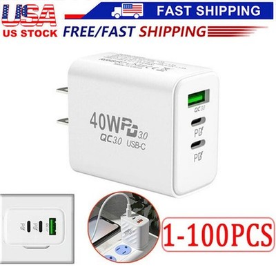 Dual PD 40W Fast Wall Charger Power Adapter For iPhone 16 Pro Max 15 13 Plus lot