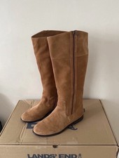 BNIB Lands End Unique suede Knee High Riding Style Boots Size 6 Uk Wide Calf