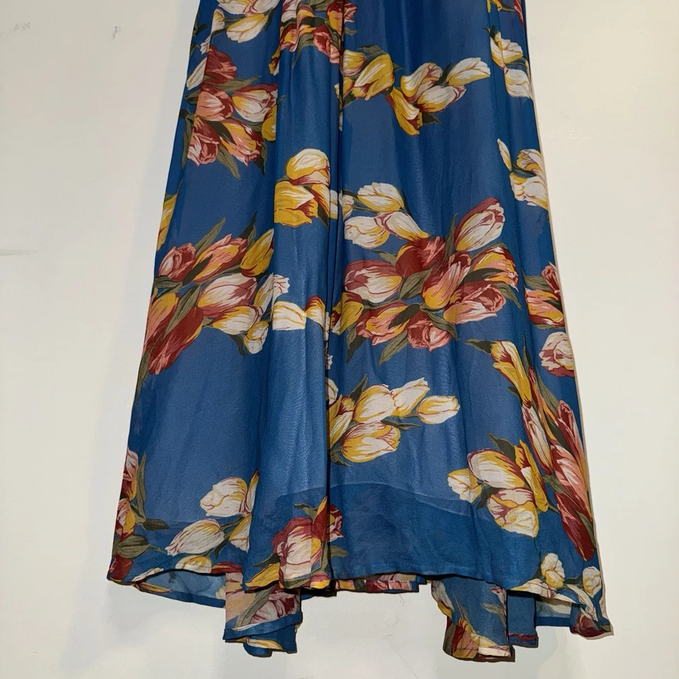 BLUMARINE blue Floral Bustier Ruched Dress Size 44 Made In Italy US 8 - Image 2 of 4