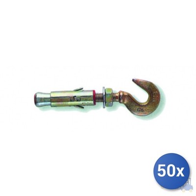 50x Fischer Steel Wall Plug With Hook SLM 8-14 Grey