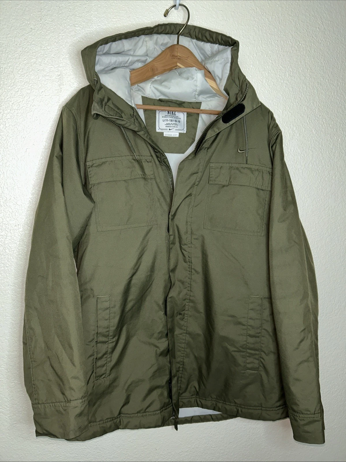 Nike Storm Fit Hooded Jacket Full Zip Olive Green L
