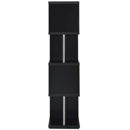 Coaster 4-Shelf Contemporary Wood Geometric Snaking Bookcase in Black ...