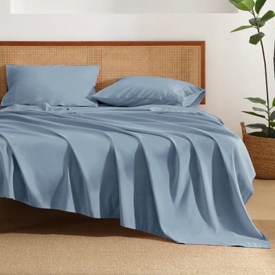 Grayish Blue Sheets Queen Set 4 Pieces, Super Soft Sheets for Queen Size Bed,...
