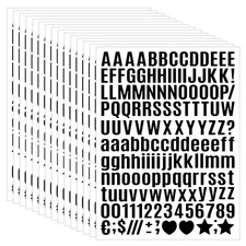 15 Sheet Small Letter Stickers - 1/2 Inch Black Vinyl Self 0.5 Inch,