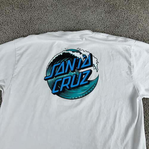 Santa Cruz Shirt Mens Extra Large White Blue Wave Graphic Short Sleeve READ - Picture 3 of 12