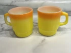 Vintage Fire King Rare Ombre Stacking Glass Coffee Cup Mug Set 2 Anchor Hocking