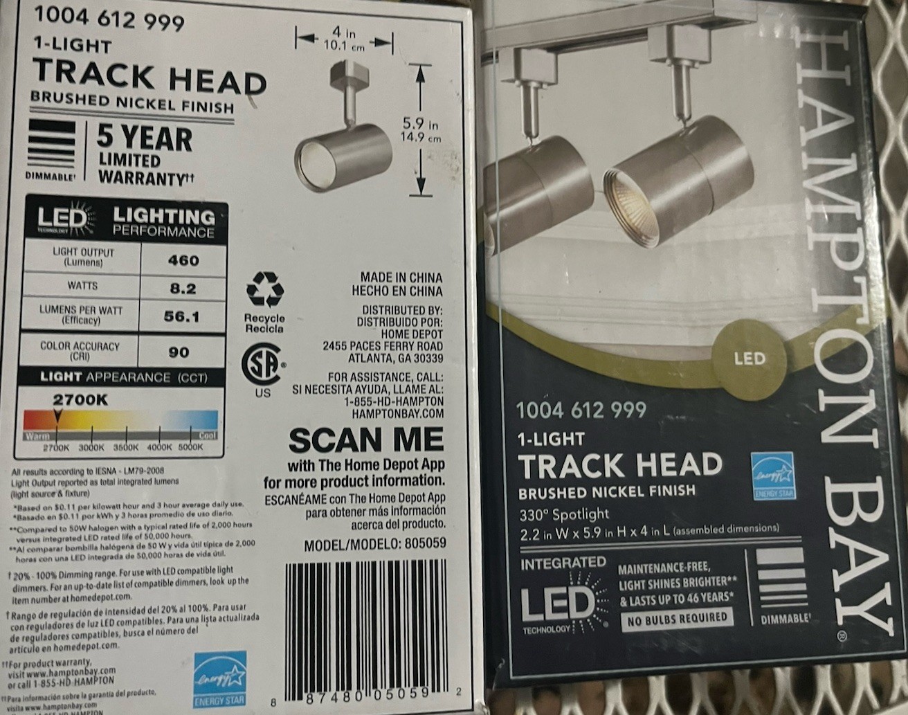 Hampton Bay 1-Light White Integrated LED Linear Track Lighting