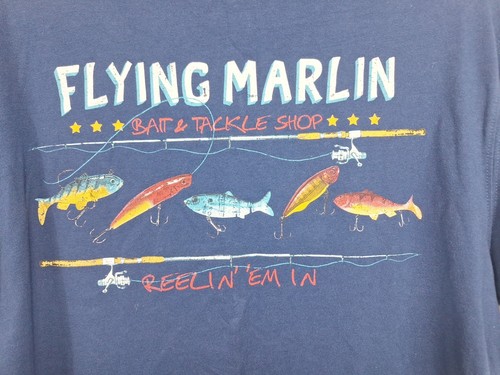 Caribbean Fishing T-Shirt Size Medium Blue - Flying Marlin Bait & Tackle Shop - Picture 7 of 7