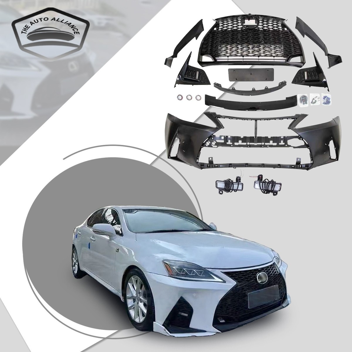 Fit for 2006-2012 Lexus IS250 IS350 To 2021+ Front Bumper+Fog