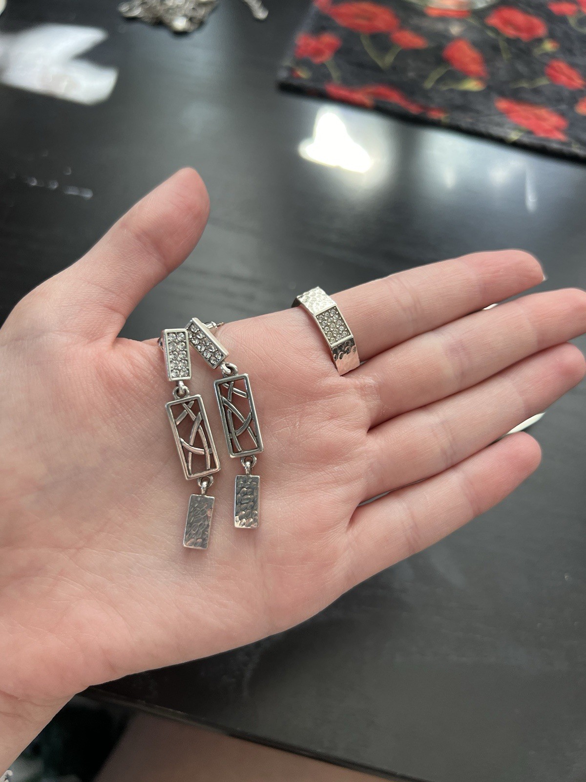 Brighton Silver Bangle, Ring, Earring Set - image 2