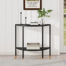 Console Table 2 Tier Narrow Entryway Table with Storage,Half Moon Sofa Couch ...