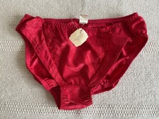 Vintage Victoria  s Secret Second Skin Satin Jacquard Panties Red Shiny Small