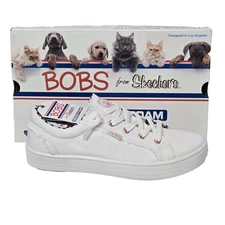 BOBS from Skechers Women's BOBS B Extra Cute 2Cute4U Canvas Sneakers White 7.5