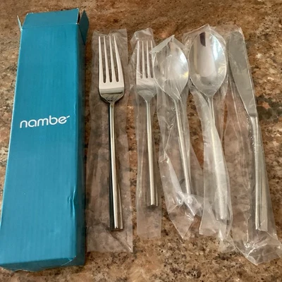 NAMBÉ Nambe TRICORNER Stainless Place Setting Vietnam 18/10 Flatware Unused 5 Pieces