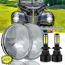 Pair For Ford Deluxe 1939-1951 7 Inch Round Led Headlights Lamp Housing H4 New