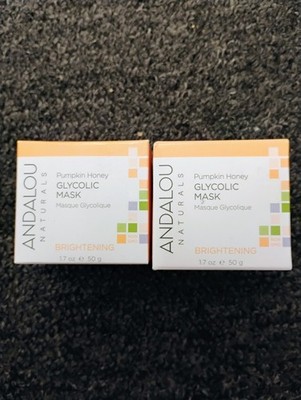 2pc Lot Andalou Naturals Pumpkin Honey Brightening Glycolic Mask 1.7 Oz Each