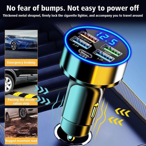 4USB Phone Car Charger Adapter LED Display QC3.0 Fast Car Charging O0Q9 - Photo 2 sur 10