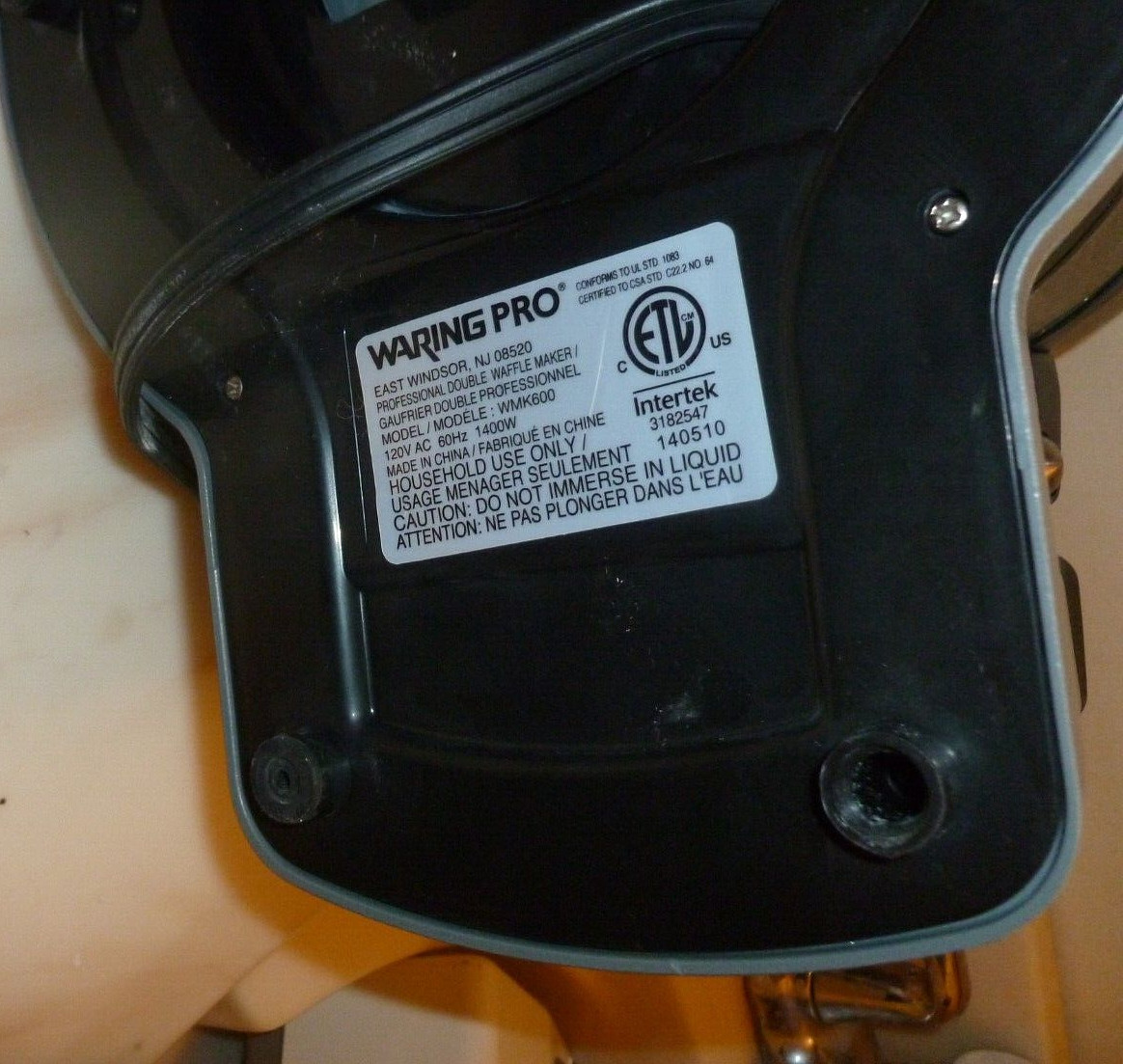 Waring Pro Professional Double Waffle Maker WMK600 -  Tested, Working