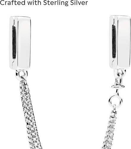New Genuine Pandora Reflexions Plain Logo Safety Chain Clip Charm 797601-5cm - Picture 3 of 7