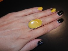 Rare Antique Natural Genuine baltic amber BUTTERSCOTCH EGG YOLK ring silver 925