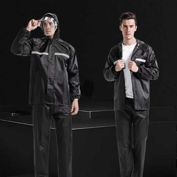 Traje de Lluvia para Hombres Mujeres Chaquetas Pantalón Equipo Impermeable Moto Hivis
