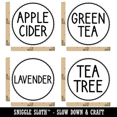 Flavor Scent Labels Lavender Tea Tree Green Apple Cider Rubber Stamp Set