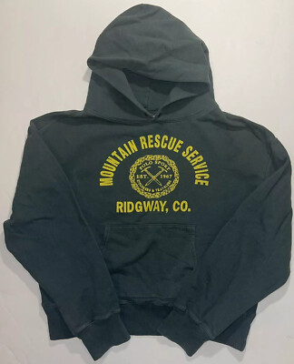 RARE Vintage 90s Polo Sport Mountain Rescue Service Graphic Hoodie M Green 