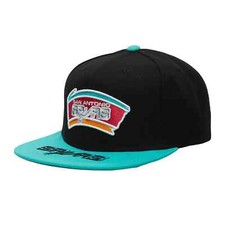 MENS MITCHELL  NESS NBA LOGO BILL SNAPBACK HWC SPURS - BLACK-TEAL
