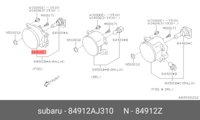Original OE Objektiv & Gehäuse Compl 84912AJ310 für Subaru 84912-AJ310