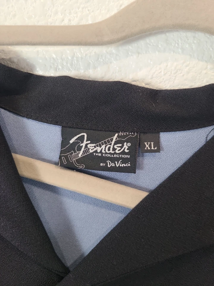 Fender The Collection Da Vinci Mens XL blue & black Shirt rock n roll — 第 2/4 张图片