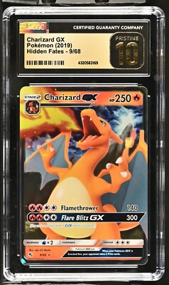 CGC Graded 10 Pristine Charizard GX 9/68 Hidden Fates Pokemon Card