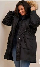 Torrid 6x Black Heavy Duty Faux Fur Hoodie Parka Jacket Womans Coat Plus Size