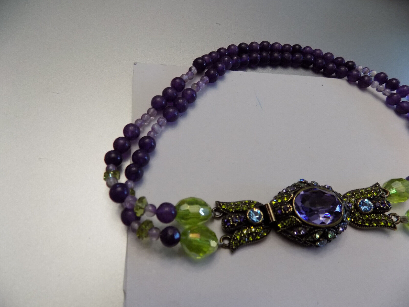 Heidi Daus Beaded Choker Purple Statement Pendant… - image 6