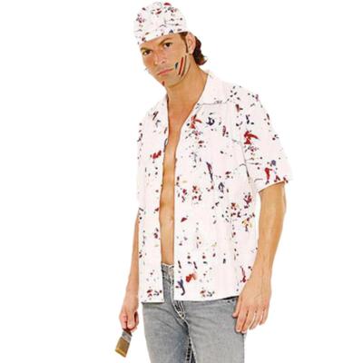 Painter Costume Short Sleeve Shirt Hat Paintbrush Artist Smock Splat 9716 S/M
