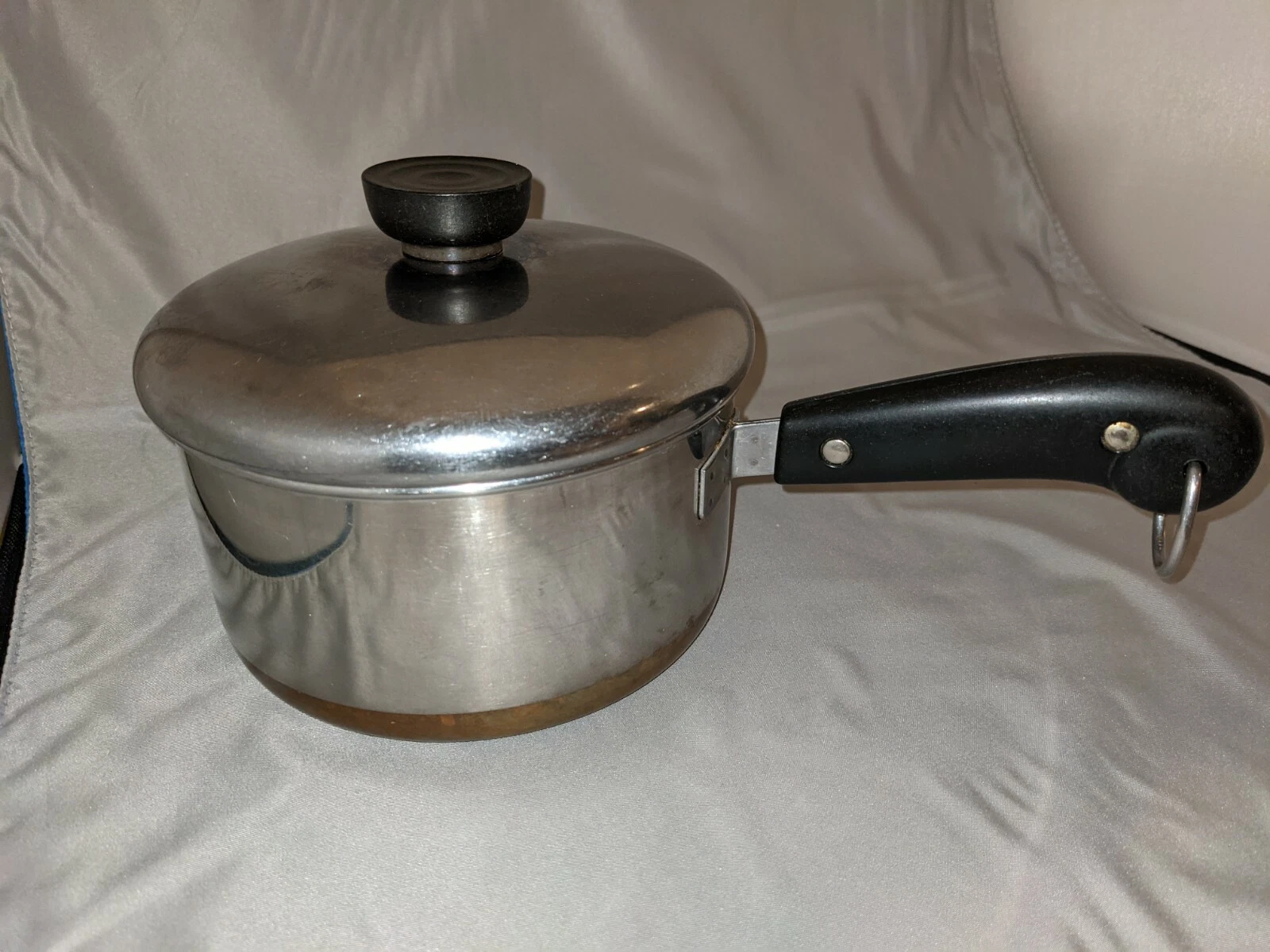 Vintage 1801 Revere Ware 1.5 QT Sauce Pan Copper Clad Bottom W/Lid