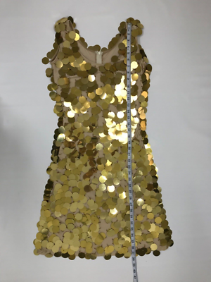 Gold Sequin Bodycon Tank Dress Stretchable with Gold Sequin Bag | eBay
