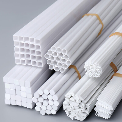 250mm Length ABS Styrene Plastic Tube Strip Round Square U/L/H Type Bar Rod DIY