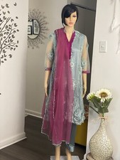 Pakistani Embellished Net Green Shalwar Kameez Fancy Party Wear