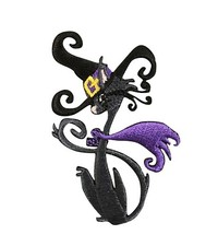 Black Cat wearing Witch's Hat - Halloween - Iron on Patch