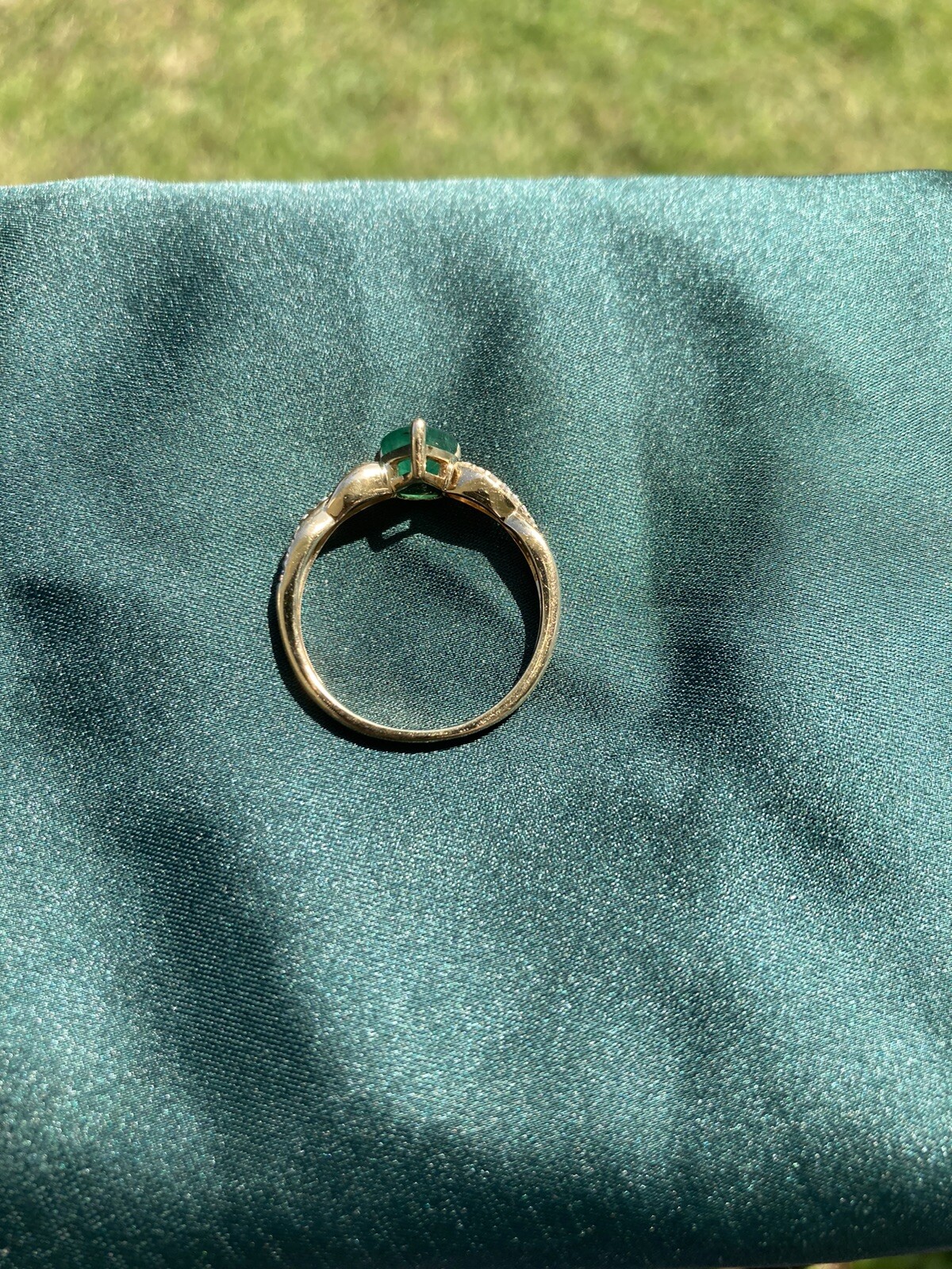 Emerald Pear Solitaire Diamond Ring - image 3