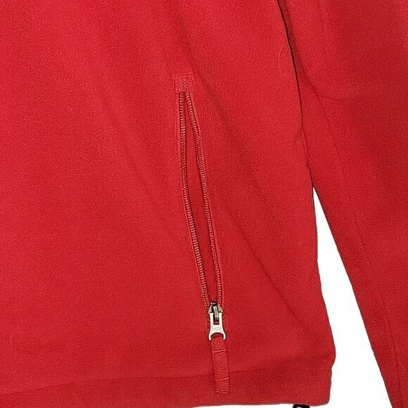 LANDS END Men's Fleece Pullover zipup jacket Red L 4244 Winter Warm