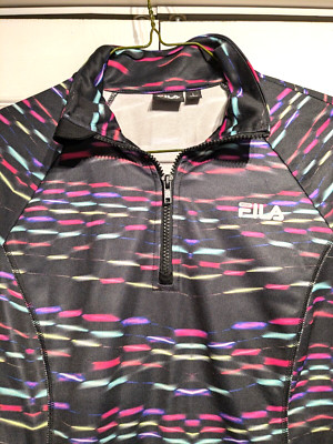Fila Long Sleeve Womens L Retro Sport Performance 1/4 Zip Pullover Active Matrix